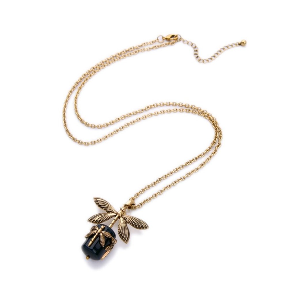 3x Boho Dragonfly Chic Gold Necklace